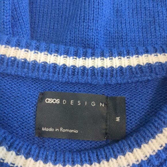 Japanese Style/ Kanji Writing Oversized Crewneck Bright Blue Knit Sweater medium - Picture 6 of 7